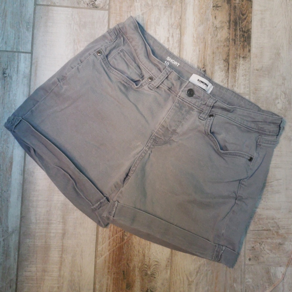 Grey denim cutoff shorts